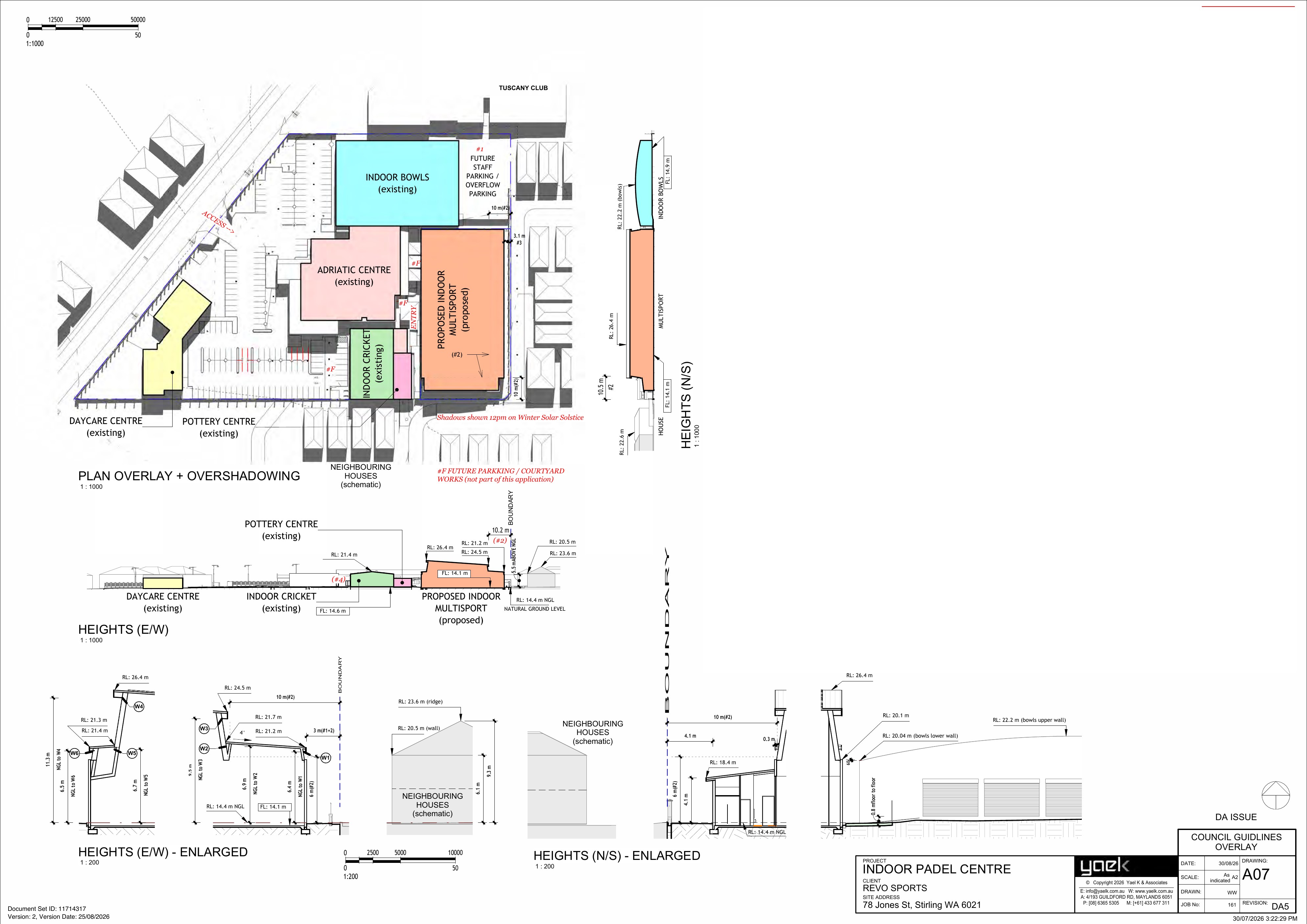 Applicant height overlay showing the proposed roof height and schematic neighbouring homes