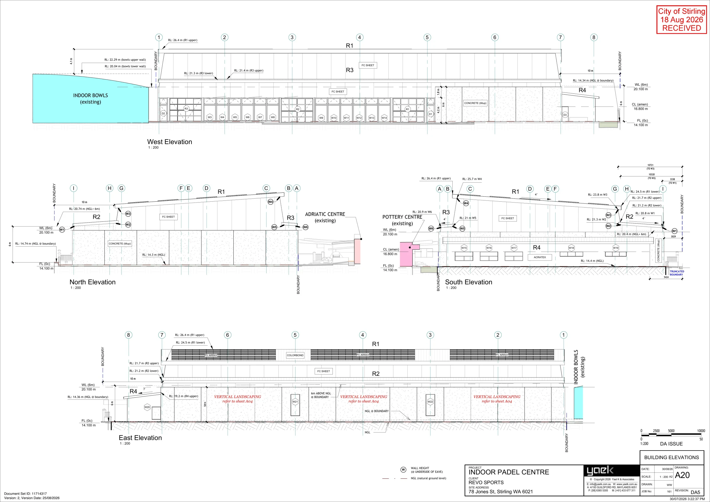 DRAWING A20: Building elevations