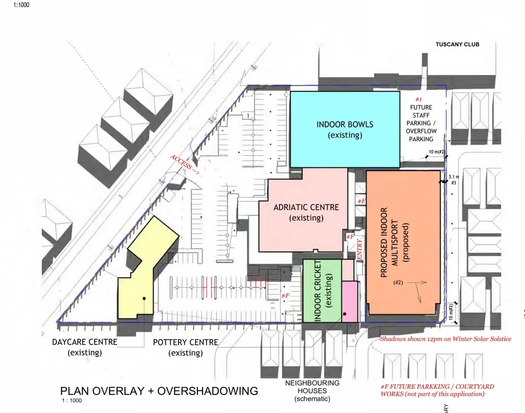 Applicant plan showing the proposed building and Adriatic Lane