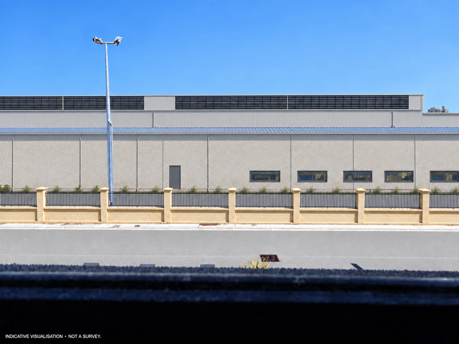 Indicative upstairs view with the proposed building added behind the existing boundary